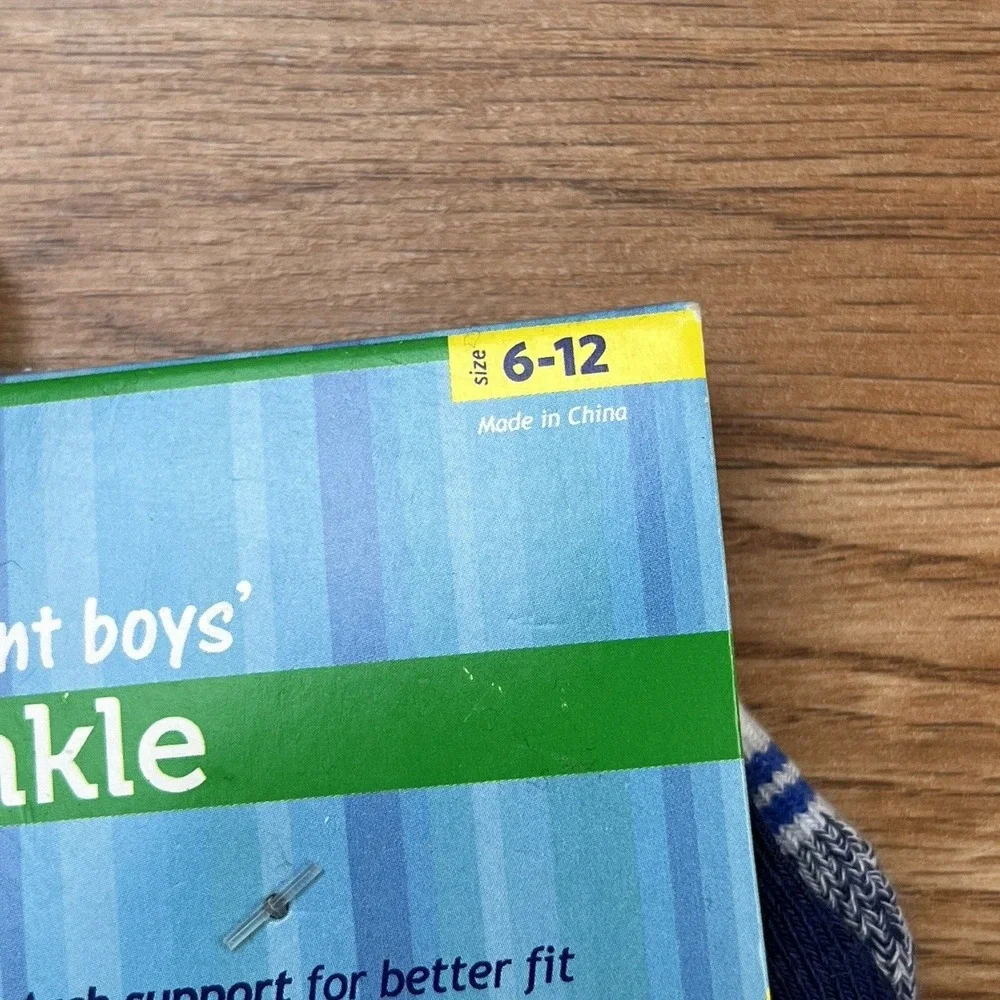 Hanes 6 Pack Infant Boys Ankle Socks Size 6-12 Months Non-Skid‎ NEW